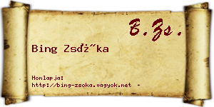 Bing Zsóka névjegykártya